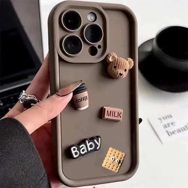 Cute 3D Bear Cartoon Case For iPhone