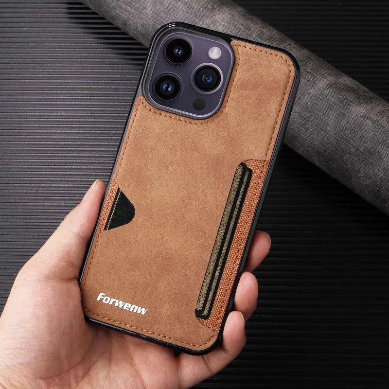 Leather Card Holder Phone Case For iPhone