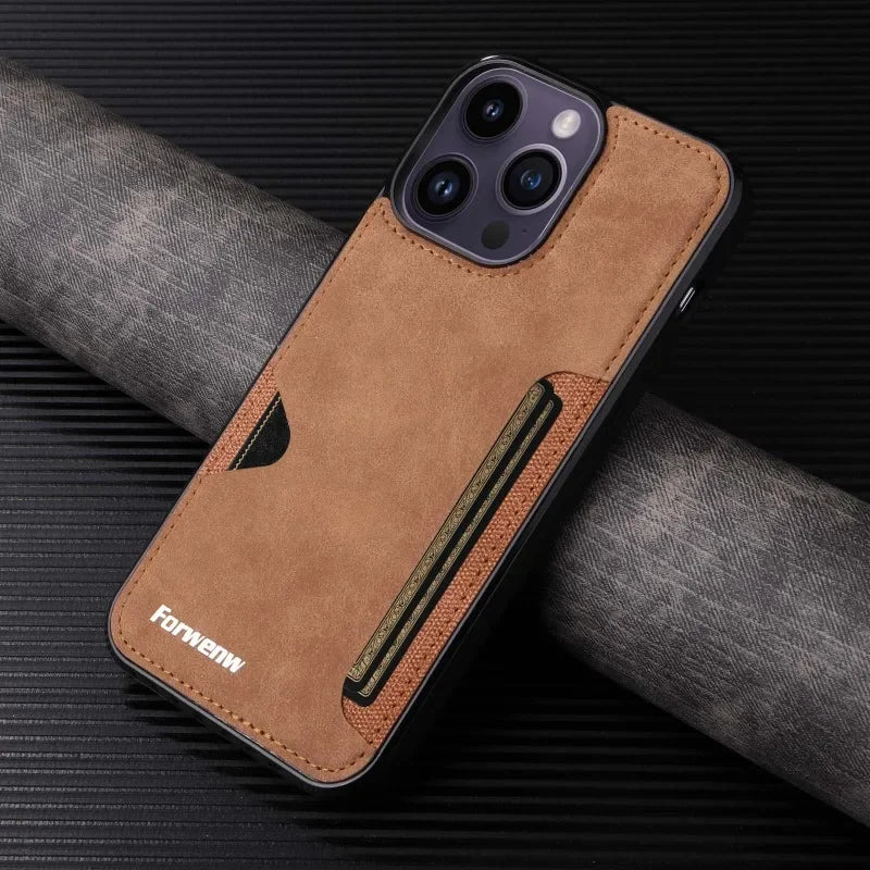 Leather Card Holder Phone Case For iPhone