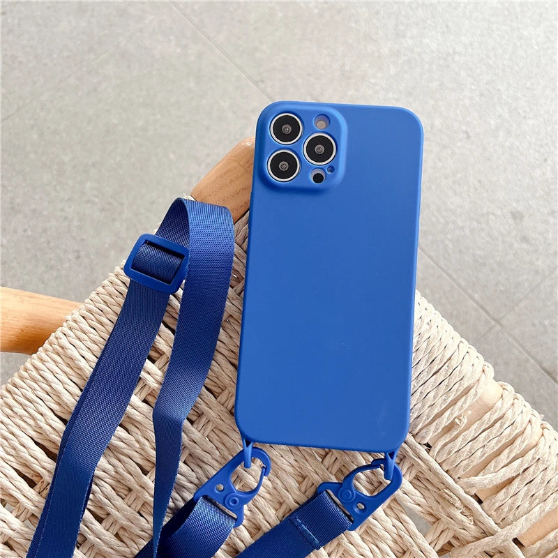 Crossbody Strap Silicone Phone Case For iPhone