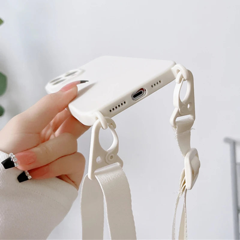 Crossbody Strap Silicone Phone Case For iPhone