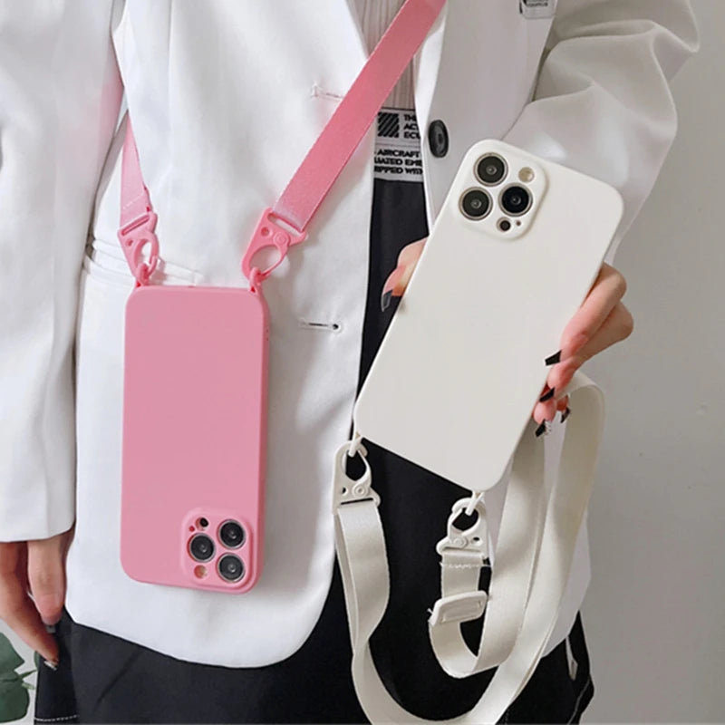 Crossbody Strap Silicone Phone Case For iPhone