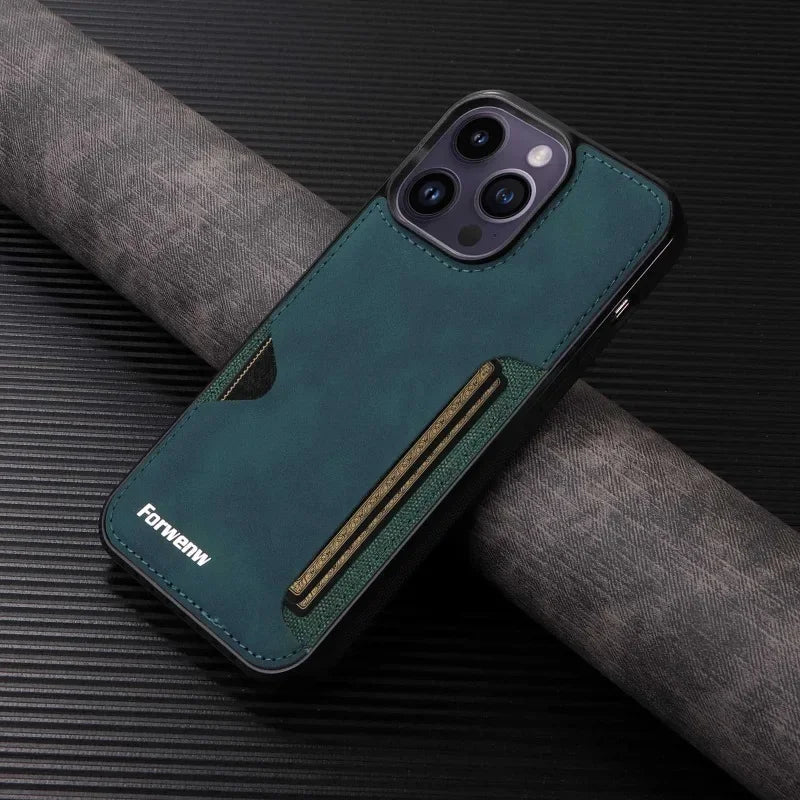 Leather Card Holder Phone Case For iPhone