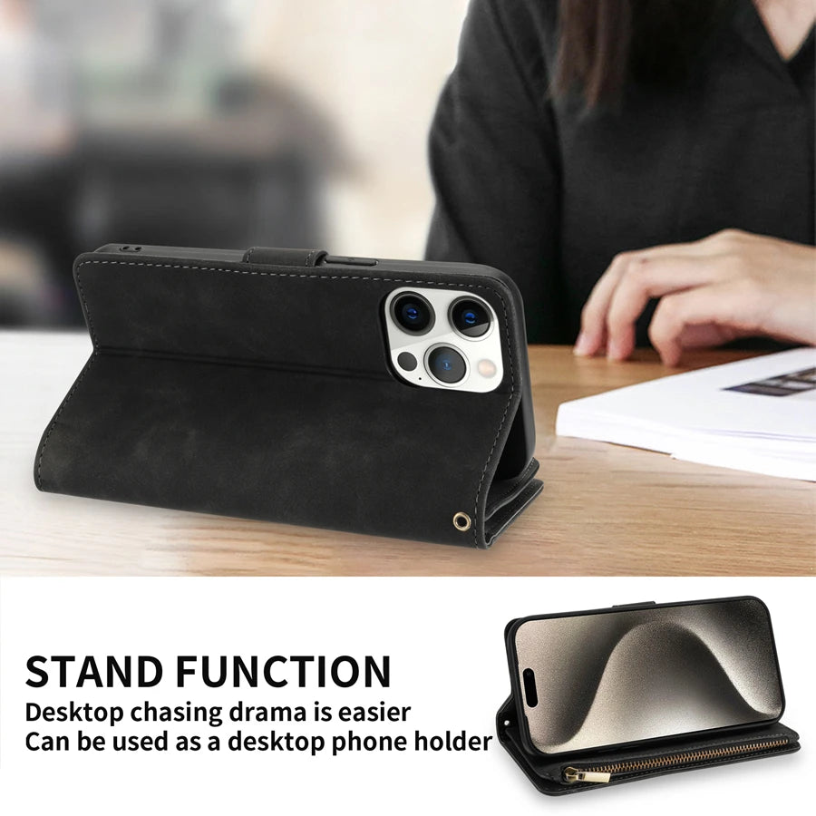 Leather Wallet Phone Case For iPhone
